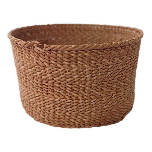 Vintage MINI Sweet Grass Basket Finely Woven Round Trinkets Bohemian Natural - Picture 8 of 15